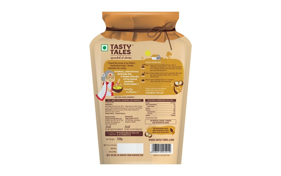 Tasty Tales Bengali Mustard Prawns    Pouch  130 grams
